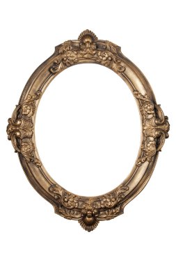 Altın rengi çerçeve beyaz arkaplanda izole edildi