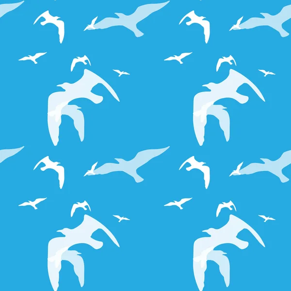Seamless pattern of bird on the blue — Stock Vector