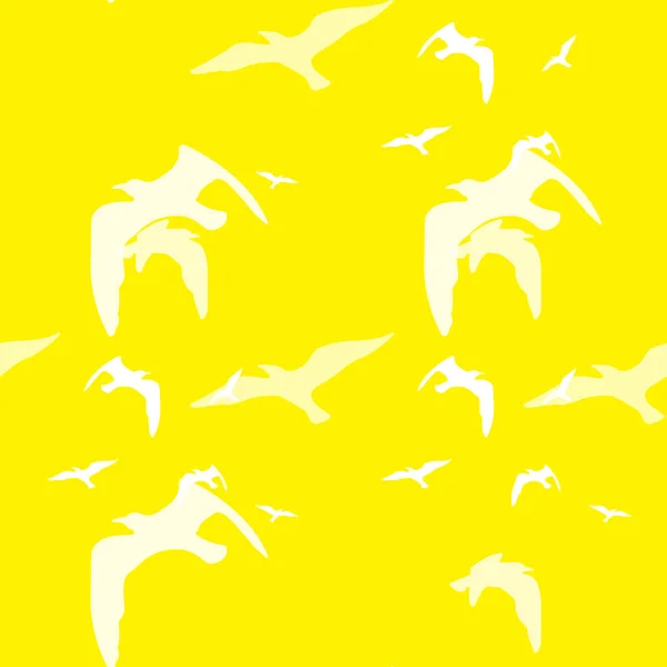 黄色上的鸟的无缝模式 — 图库矢量图片
