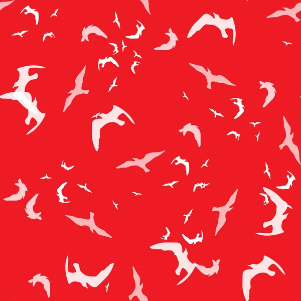 Modèle sans couture de l'oiseau sur le rouge — Image vectorielle