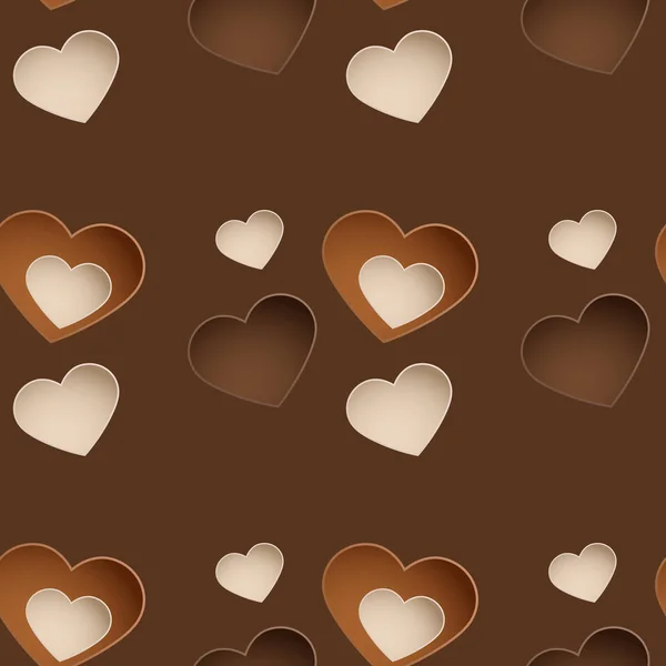 Patrón sin costuras chocolate con caramelo en corazón de forma — Stockvector