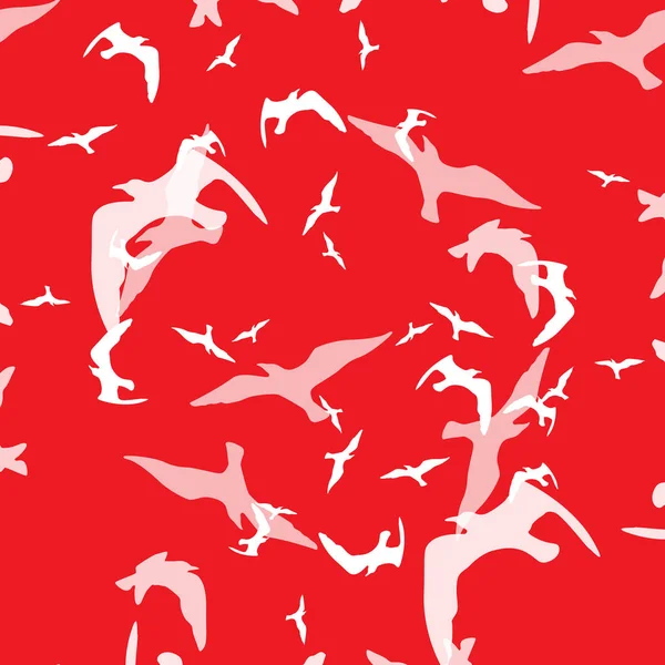 抽象的鸟的样式在红色 — 图库矢量图片