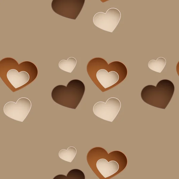 Patrón sin costuras chocolate con caramelo en corazón de forma — Stockvector