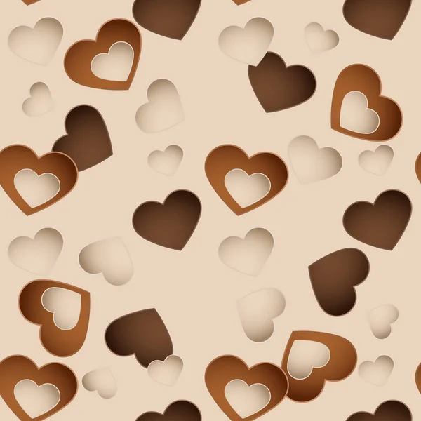 Patrón sin costuras chocolate con caramelo en corazón de forma — Stockvector