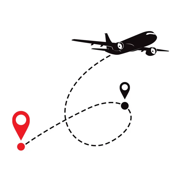 Flugzeug flight Route oder Flugzeug Ziellinie Weg. — Stockvektor