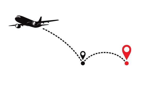 Flygplan fligth rutt eller luft plan linje målsökvägen. — Stock vektor