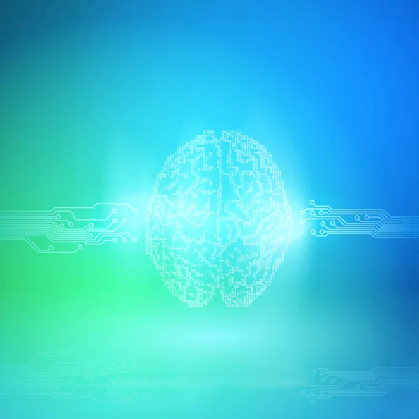 Cerveau numérique sur fond bleu. Concept d'intelligence artificielle . — Image vectorielle