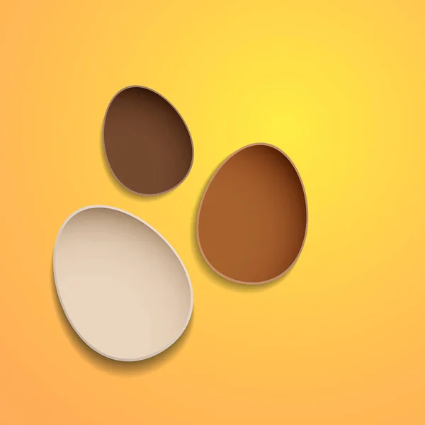 Abstrato ovos de Páscoa de chocolate no fundo amarelo — Vetor de Stock