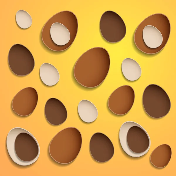 Huevos de Pascua de chocolate abstractos sobre fondo amarillo — Archivo Imágenes Vectoriales