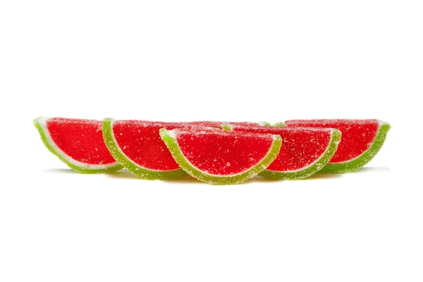 Segmentos de gelatina de frutas en forma de sandía . — Foto de Stock