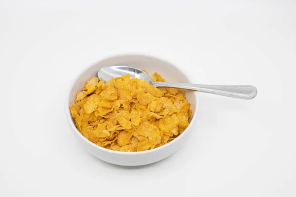 Bowl Corn Flakes Spoon — Stock Photo, Image