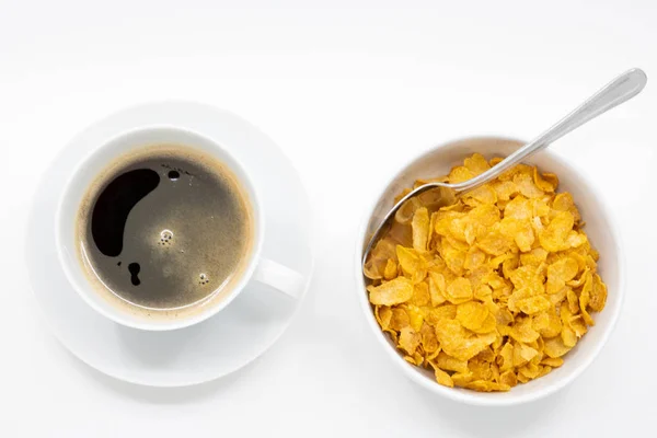 Πρωινό Από Κορν Φλέικς Και Καφέ — Φωτογραφία Αρχείου