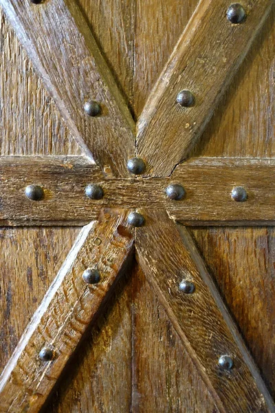 Wooden Beams Bolted Door Make Star Shape — Stock Photo, Image