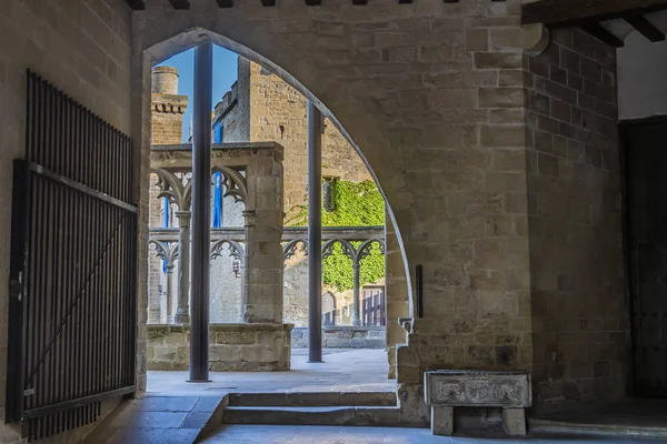 Pasaje Edificios Antiguos Ciudad Medieval Olite Fondo Puede Ver Las —  Fotos de Stock
