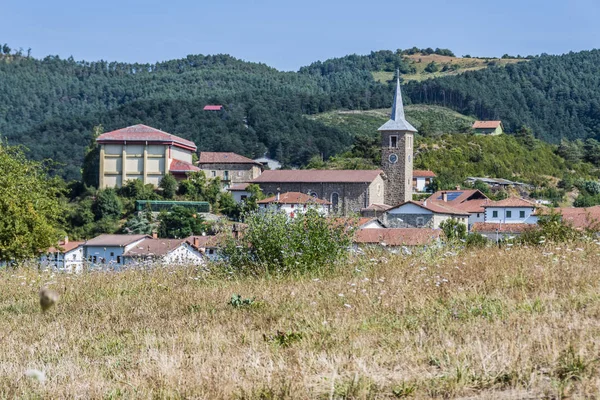 Táj Látható Falu Erro Amely Kiemelkedik Tower San Esteban Plébánia — Stock Fotó