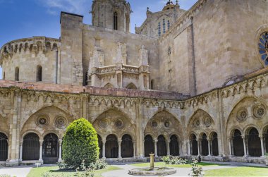 Santa Key Katedrali manastır görünümü. Tarragona Katalonya İspanya