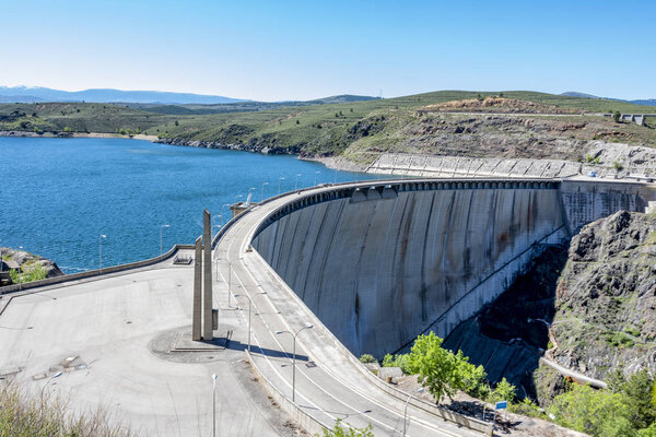 Panoramic view of the Atazar dam. madrid Spain.
