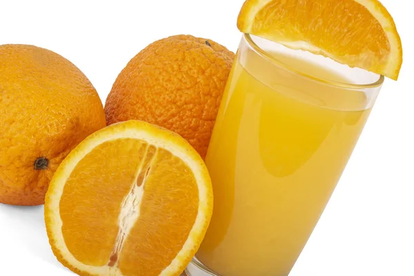Oranges Orange Slices Orange Juice White Background — Stock Photo, Image