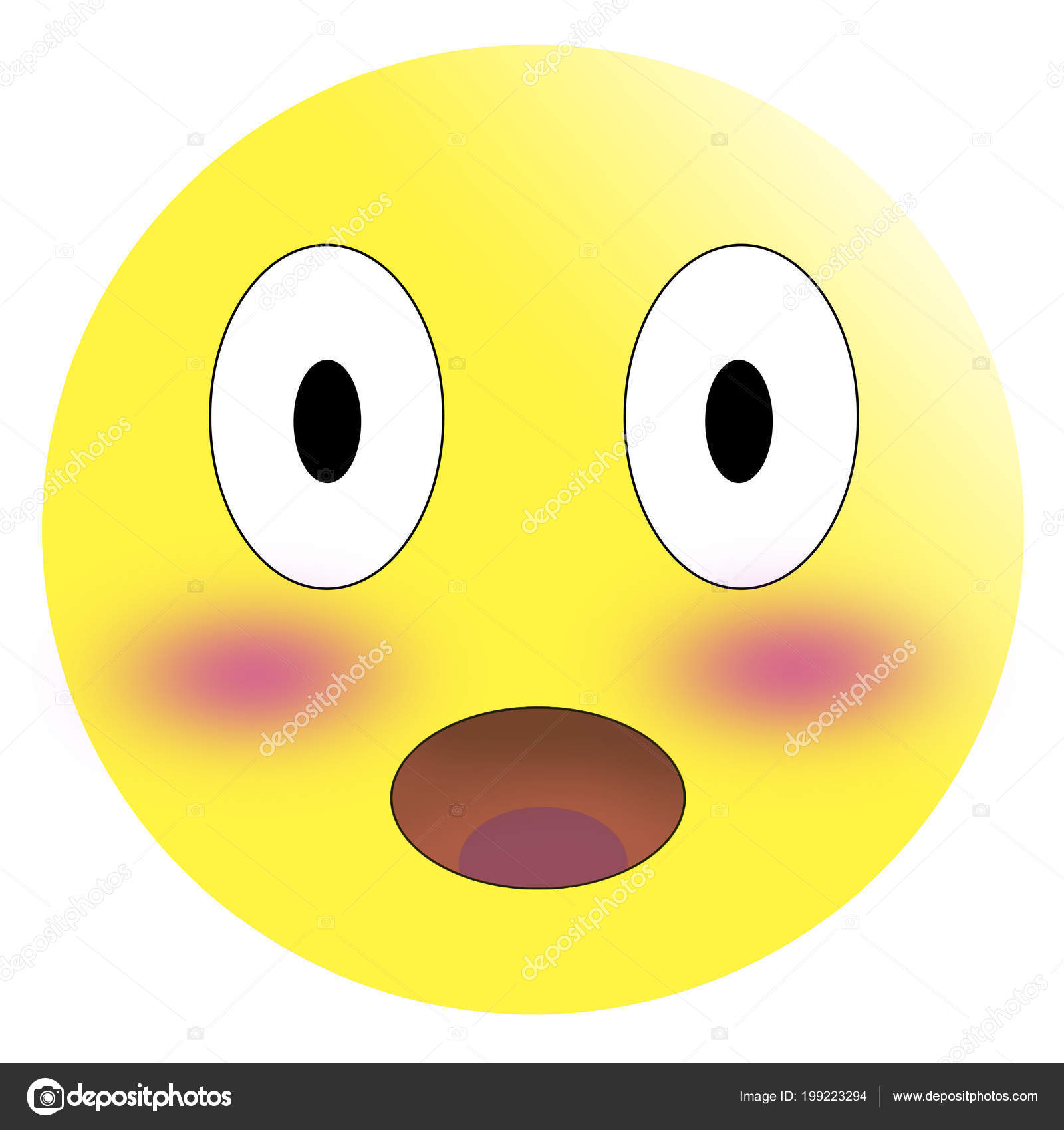 Embarrassed Emoticon Reddened Red Cheeks White Background Isolate Stock