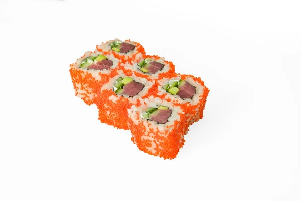 Sushi Diferente Isolado Fundo Branco — Fotografia de Stock