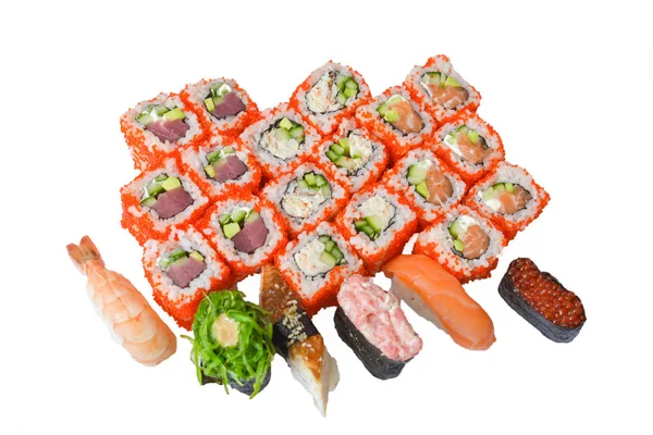 Sushi különböző izolátum — Stock Fotó