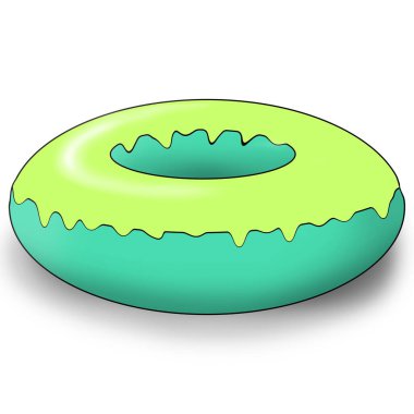 Tatlı ve güzel çok renkli donut, resimli, beyaz arka planda..