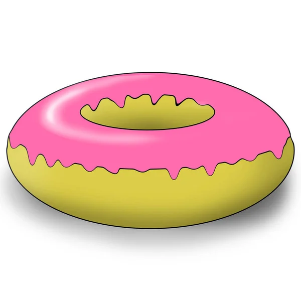 Doce e belo donut multi-colorido, ilustração, em um fundo branco . — Fotografia de Stock