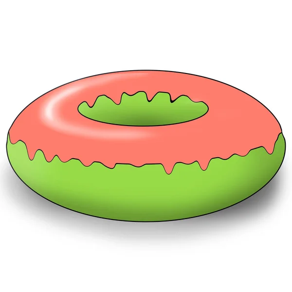 Doce e belo donut multi-colorido, ilustração, em um fundo branco . — Fotografia de Stock