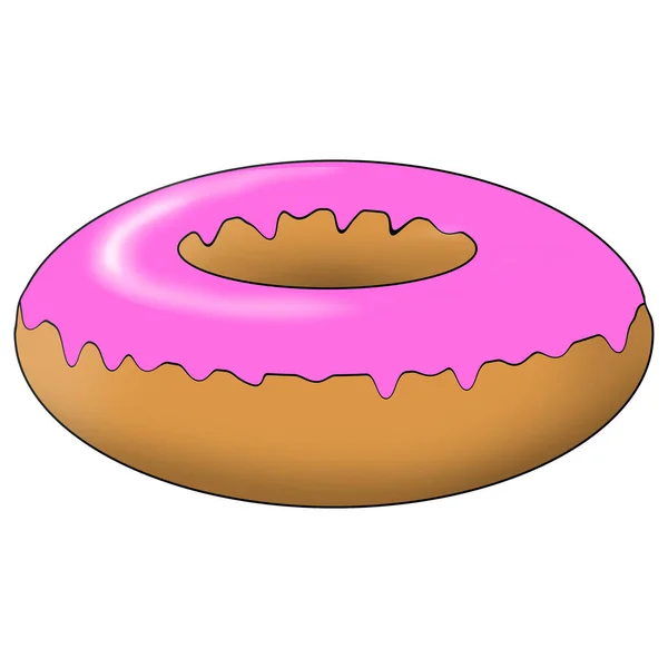 Sweet and beautiful multi-colored donut, illustration, on a white background. — ストック写真