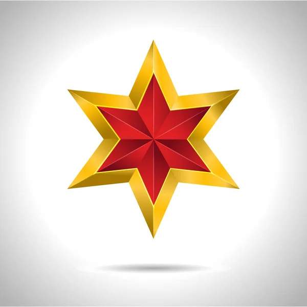 Gold red star vector illustration 3D art symbol