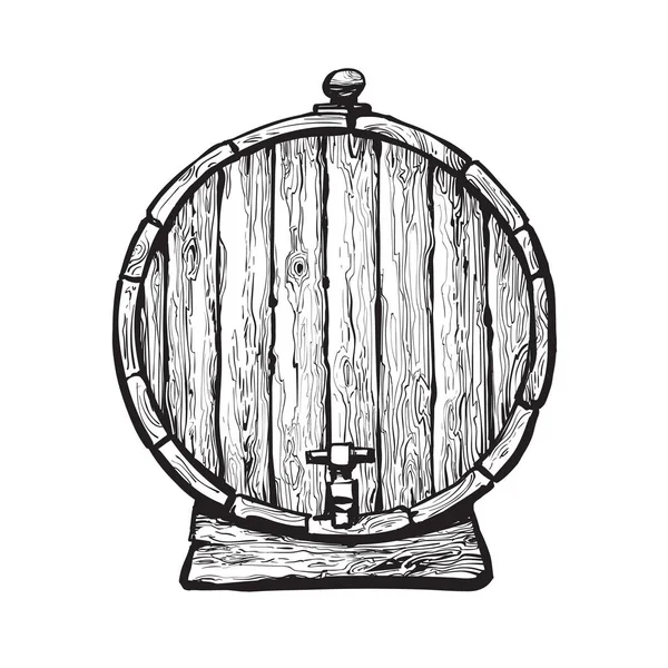 Старая деревянная бочка с краном — стоковый вектор