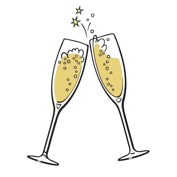 Twee glazen champagne. — Stockvector