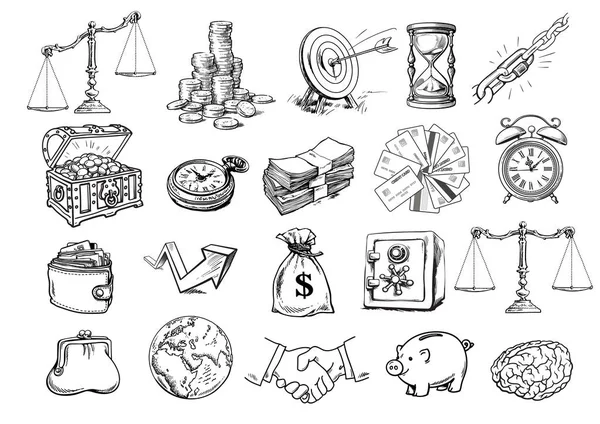Sketch of business set Vector Graphics