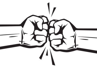 İki birlikte darbeleme yumruklarını sıktı. Vektör