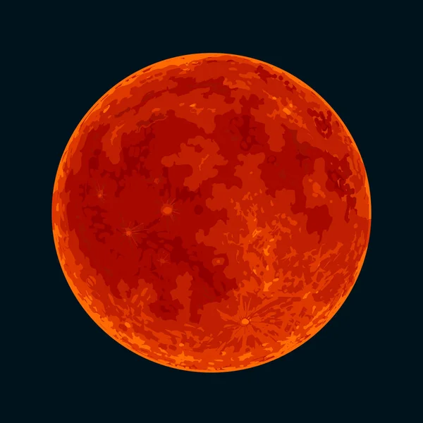 Red Blood Pleine Lune Isolé Sur Fond Noir Eclipse Lunaire — Image vectorielle