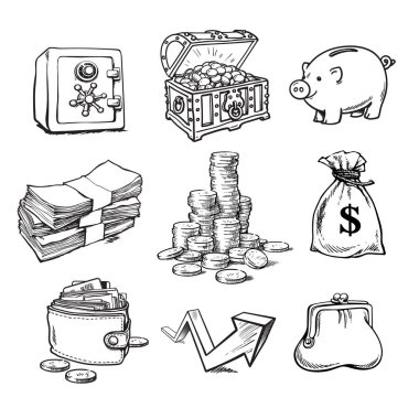 Siyah ve beyaz iş para kümesi