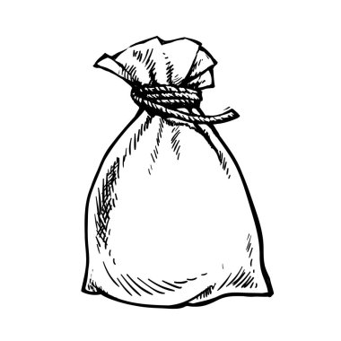 Sketch of full canvas sack. Vector clipart