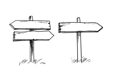 Eski ahşap yön kümesi kroki slyle işaretleri