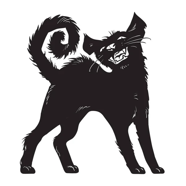 Cartoon schwarze Katze. Halloween-Charakter. Vektor — Stockvektor