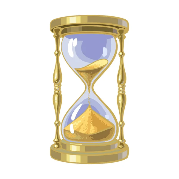 Old gold hourglass. Time concept. Vector — Stock Vector
