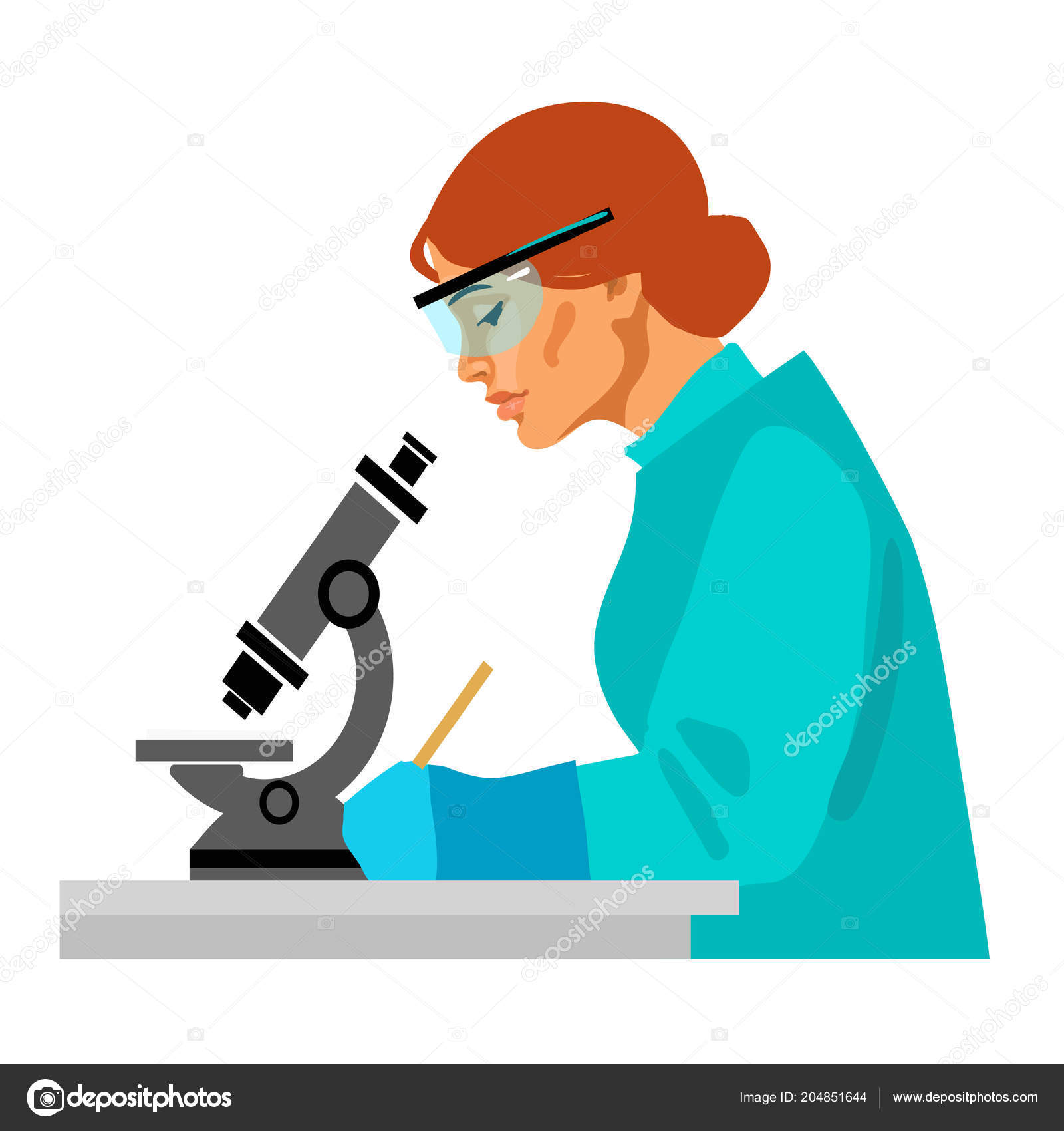 Woman scientist looking through microscope and writing. Vector Stock Vector Image by ©UncleLeo #204851644 Woman scientist looking through microscope and writing. Vector Stock Vector Image by ©UncleLeo #204851644