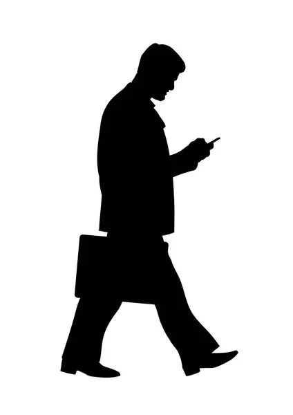 Silhouette eines wandelnden Geschäftsmannes. Vektor — Stockvektor