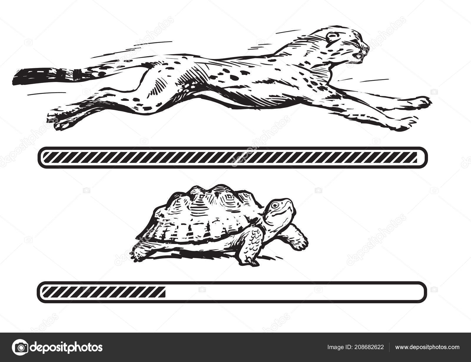 Cheetah and turtle. Fast and slow loading bar. Vector Stock Vector Image by  ©UncleLeo #208682622