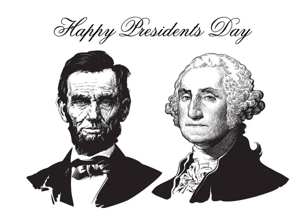 Abraham Lincoln y George Washington. Retratos vectoriales dibujados a mano . — Vector de stock