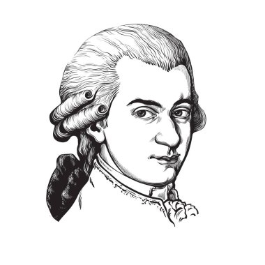 Wolfgang Amadeus Mozart. Great composer and musician. Vector portrait. clipart