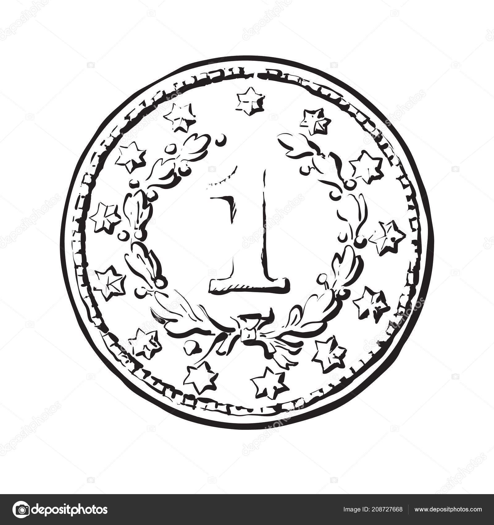 Old Coin Drawing Black And White Sketch Of Old Coin Vector Stock Vector C Uncleleo 208727668