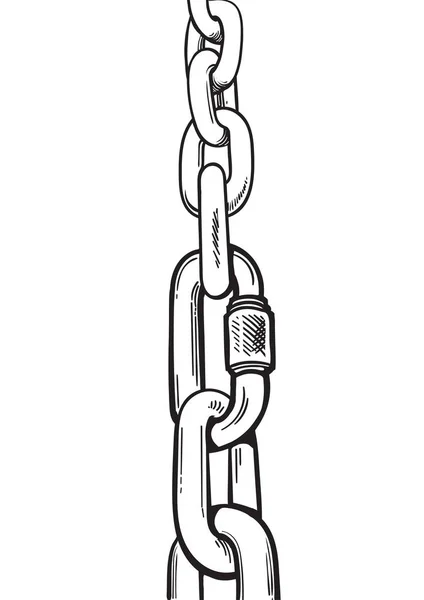 Chain in perspective. Black and white sketch — Stock Vector