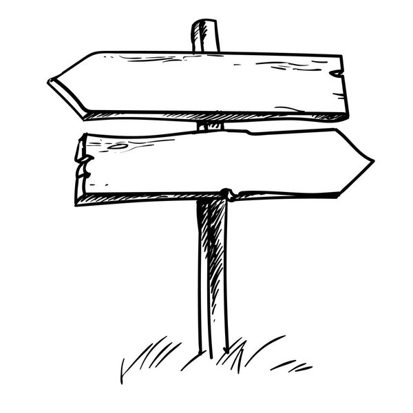 Double direction sign. Hand drawn sketch vector illustration.