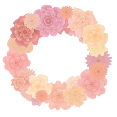 Çiçek çelenk çiçek açan gül, beyaz arka plan üzerinde izole. Vektör.