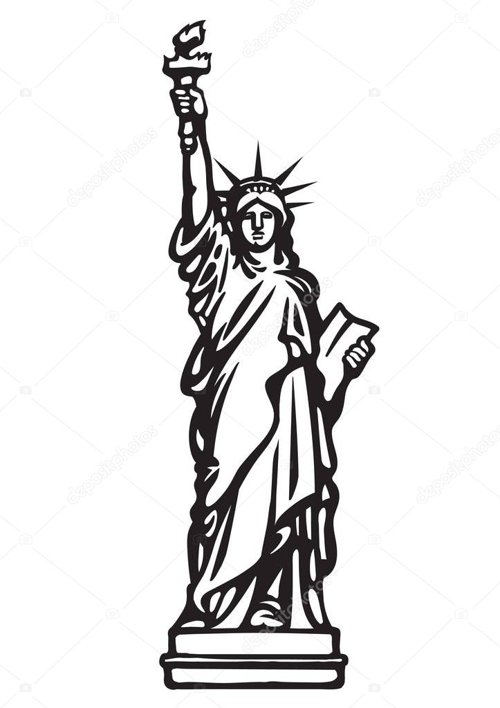 Clipart statue of liberty clip art black and white The